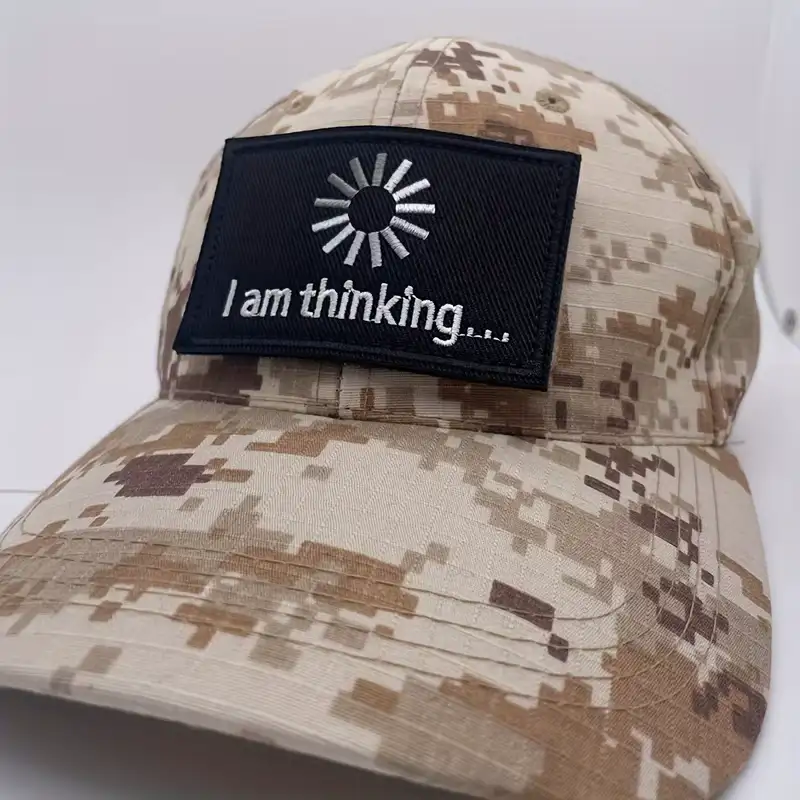 Black 'I'm thinking' embroidered Velcro patch
