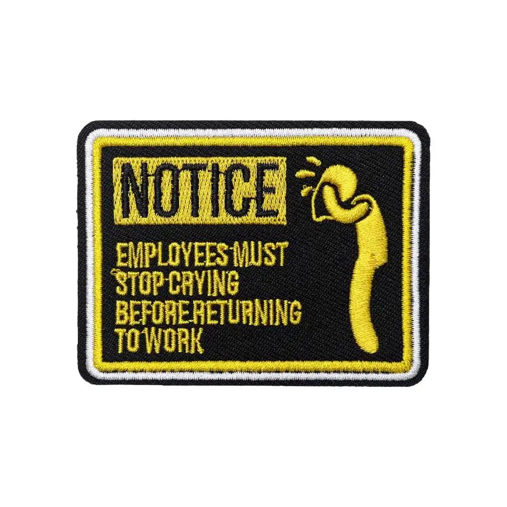 Stop Crying Funny Text Velcro Cloth Patch