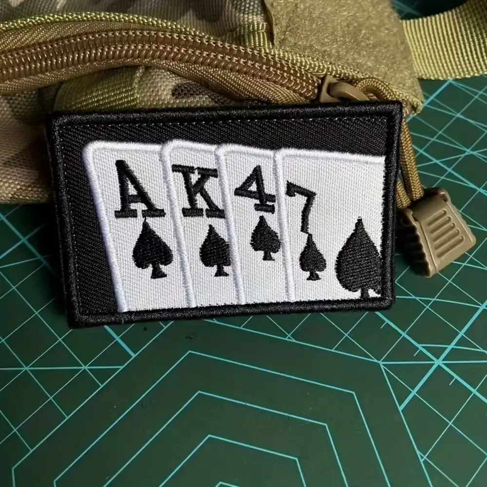 AK47 Poker Novelty Embroidered Velcro Patch