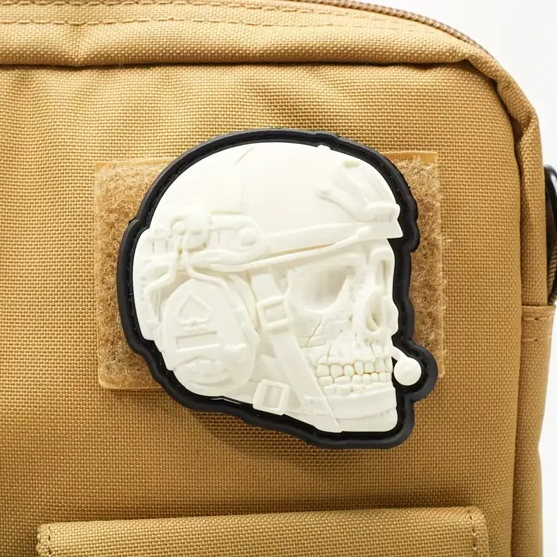 3D Glow-in-the-Dark Skull Soft PVC Velcro Patch Badge