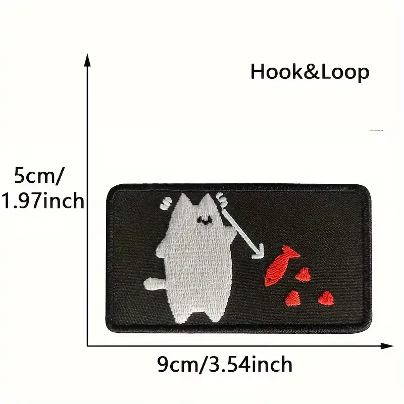 Pirate Cat Crossed Fish Velcro Backpack Patch