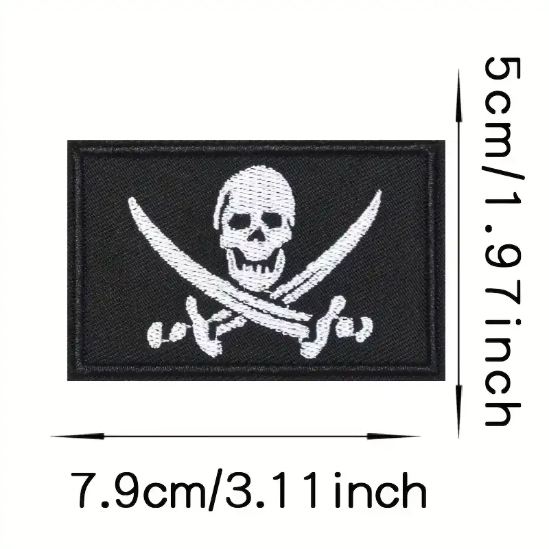 White Skull Pirate Flag Embroidered Velcro Patch