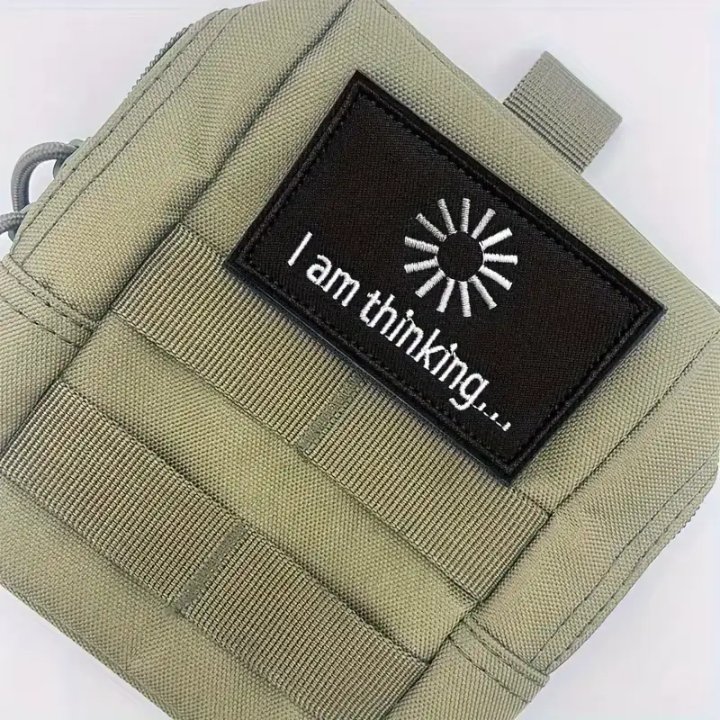 Black 'I'm thinking' embroidered Velcro patch