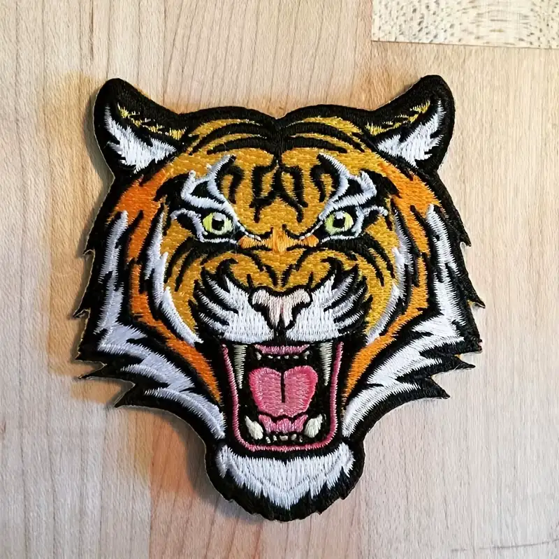 Embroidered Tiger Head Velcro Patch