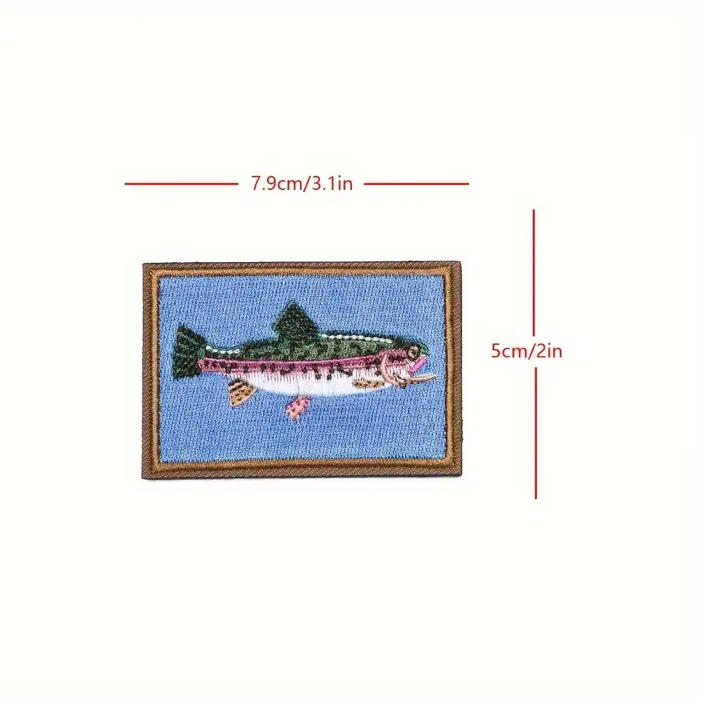 River Trout Fishing-Themed Hook-and-Loop Embroidered Patch