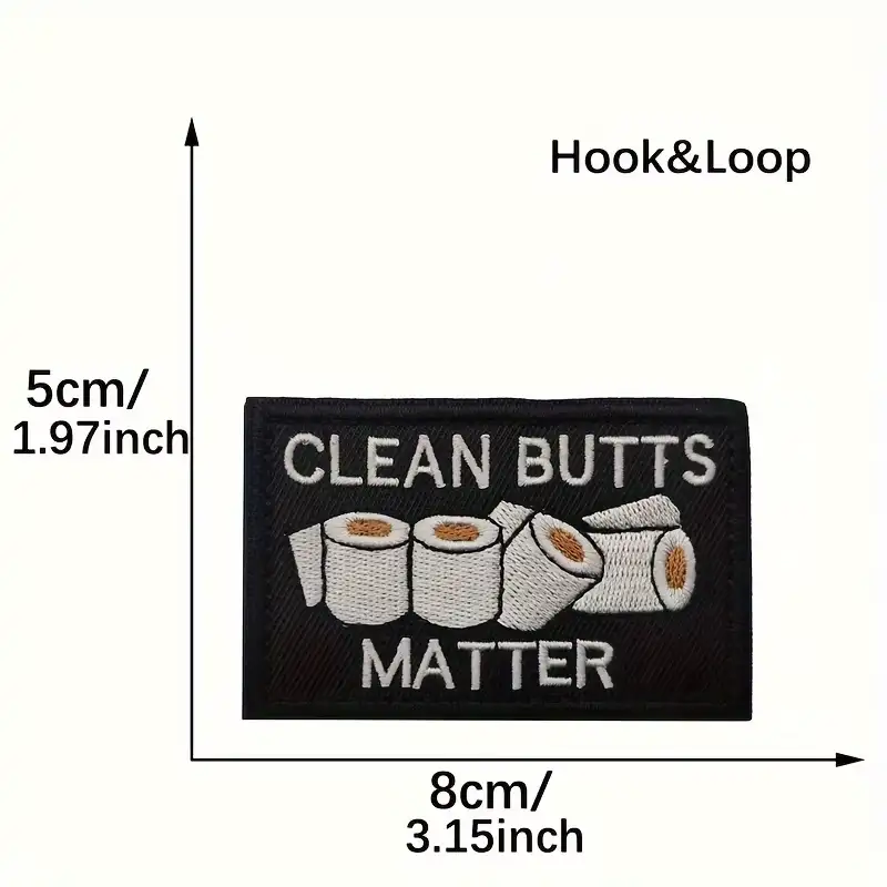 CLEAN BUTTS MATTER 趣味魔術貼刺繡徽章