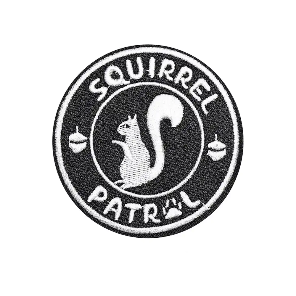 Squirrel Patrol Fun Embroidered Hook-and-Loop Badge