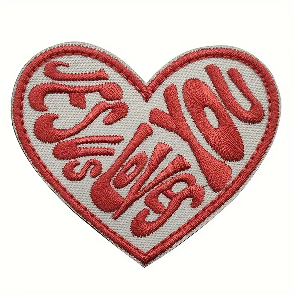 Jesus Loves You Heart Embroidered Velcro Patch
