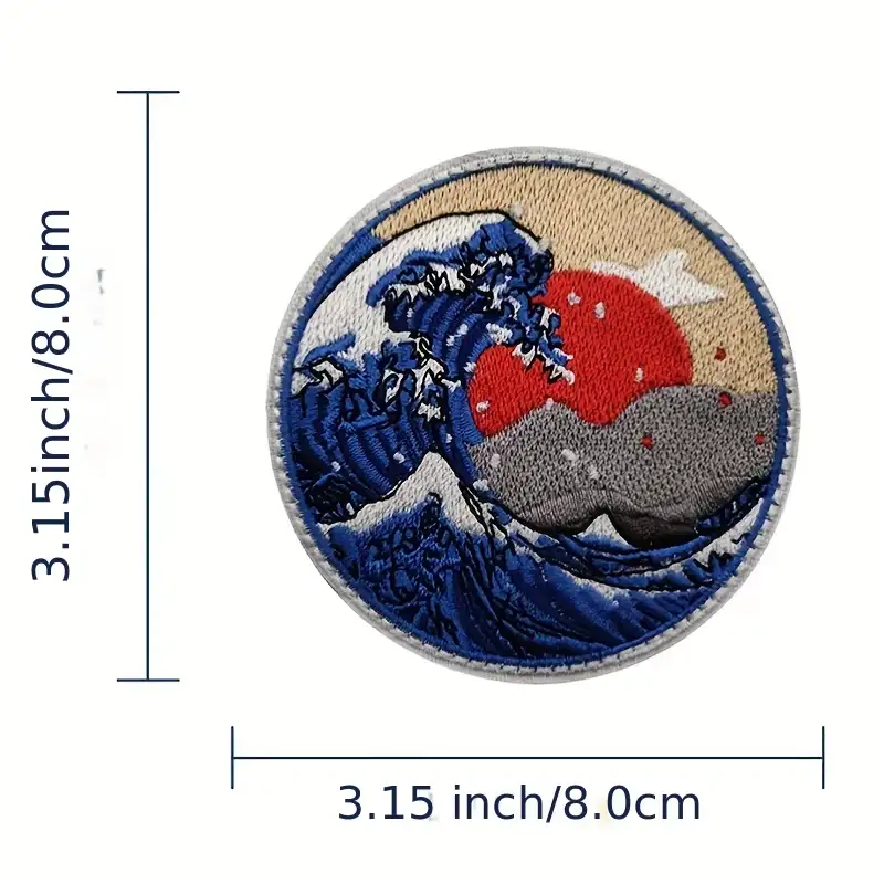 Hokusai 'The Great Wave off Kanagawa' embroidered Velcro patch