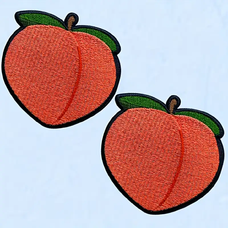 卡通桃子刺繡魔術貼徽章