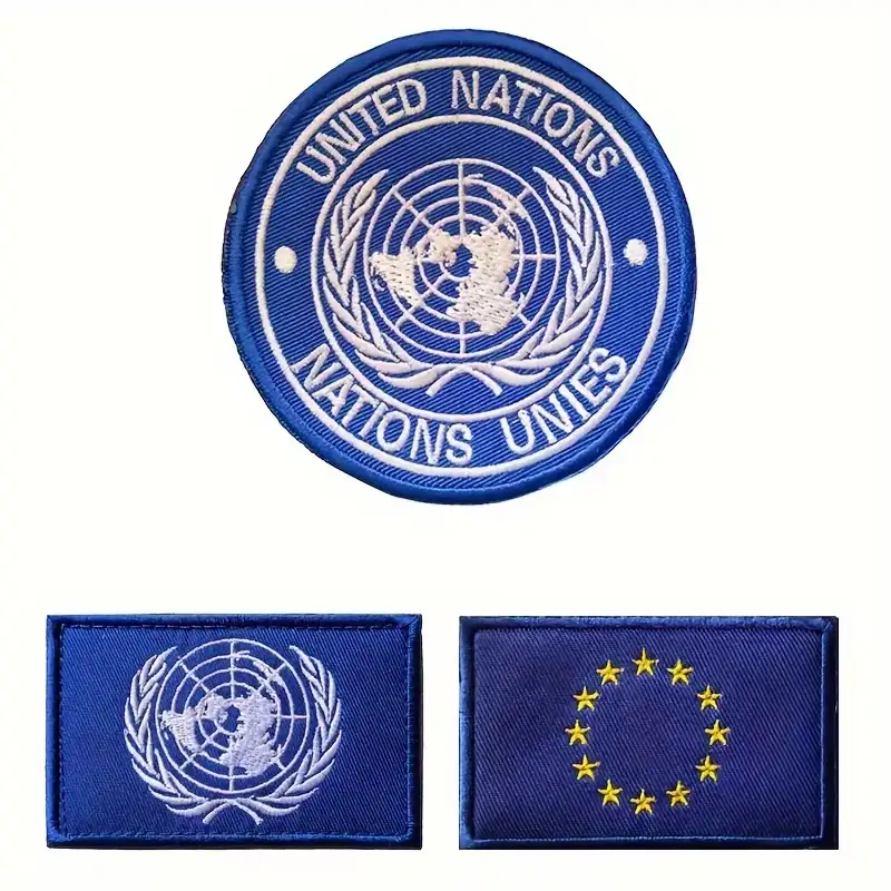 EU and UN pattern embroidered fabric patch