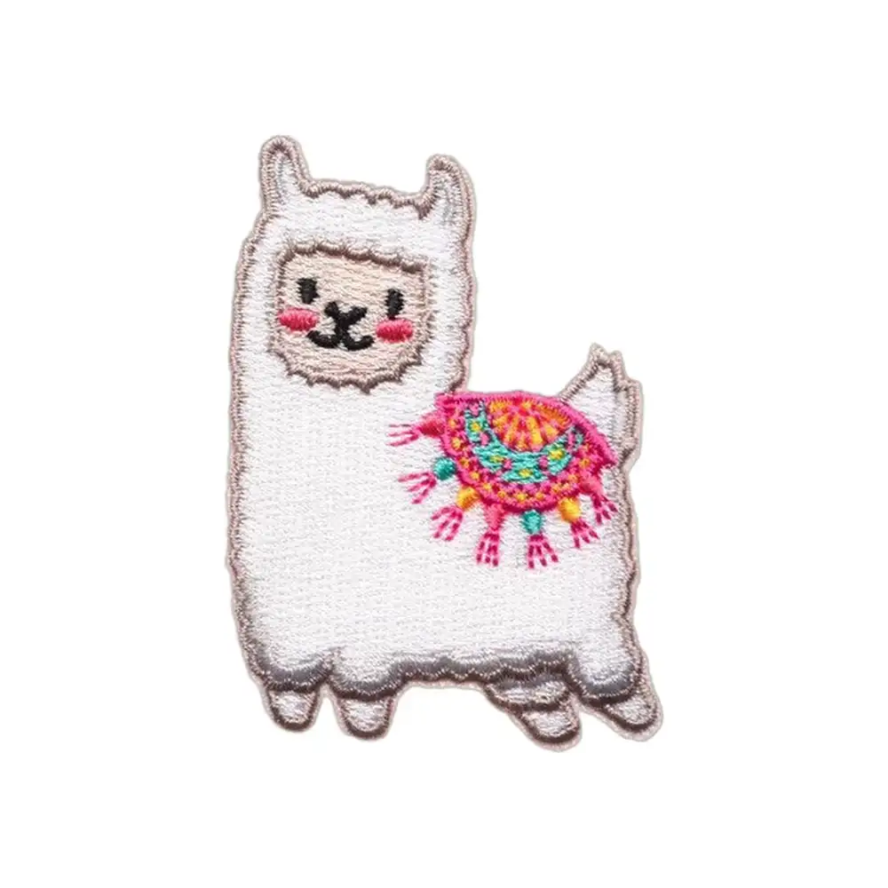 白色羊駝刺繡魔術貼章