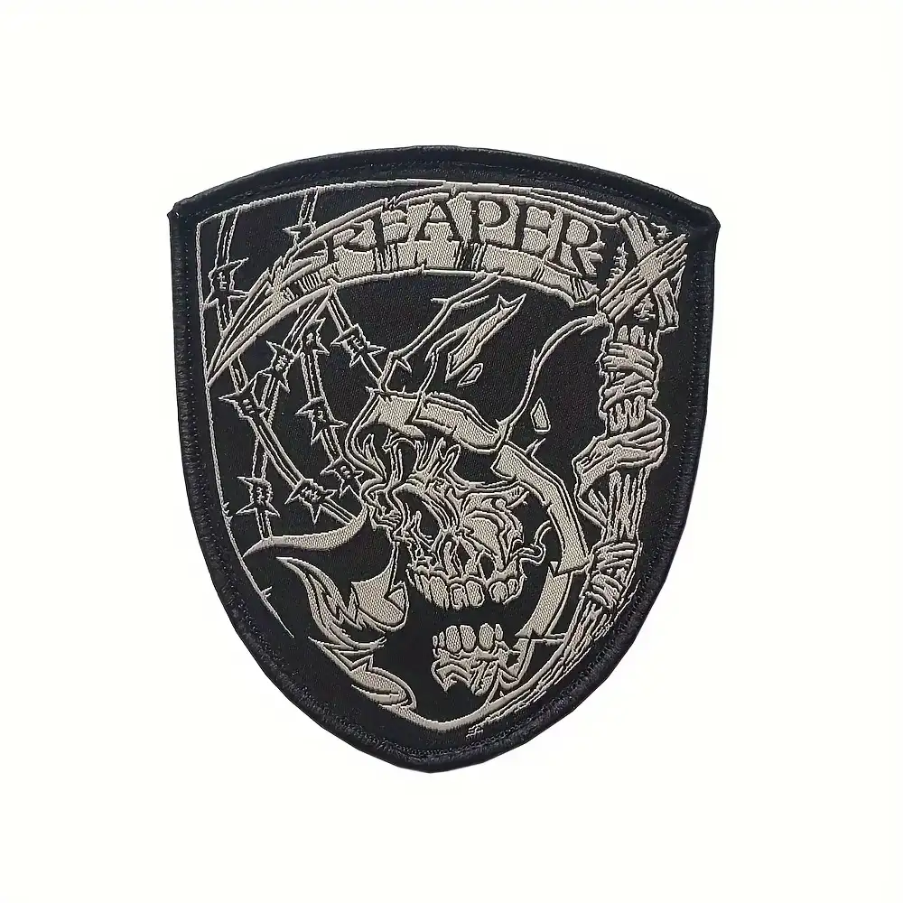 Embroidered Grim Reaper Skull Tactical Velcro Patch