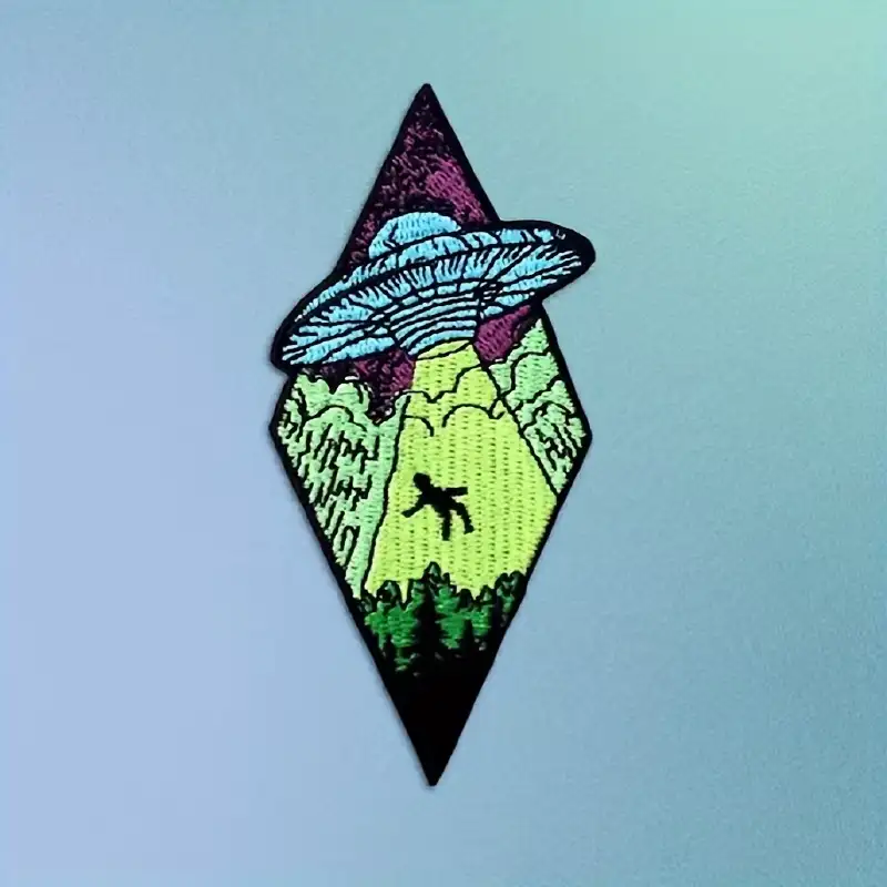 UFO Alien Embroidered Patch, Iron-On and Sew-On