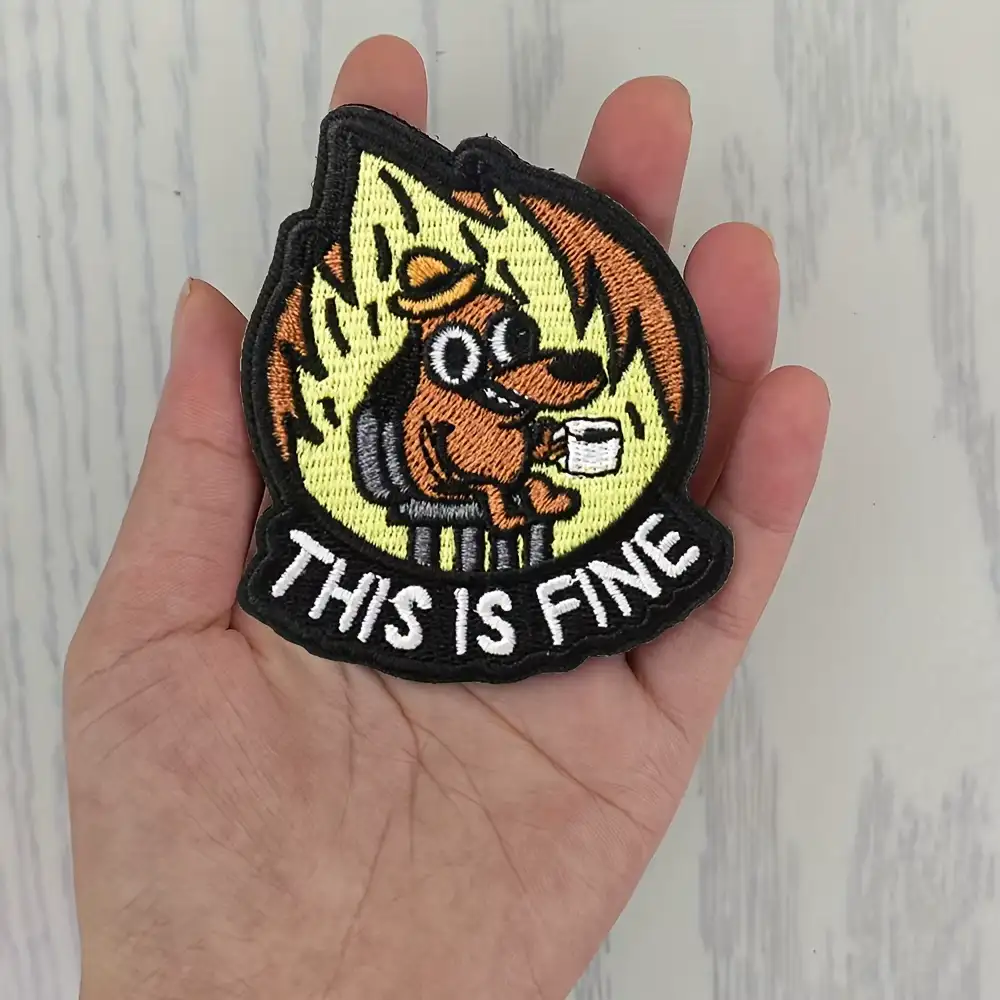 This Is Fine Novelty Velcro Tactical Patch