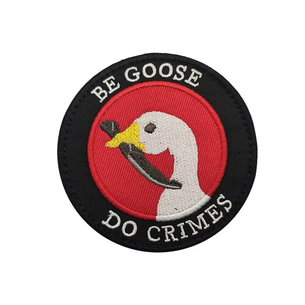 Whimsical Goose Embroidered Velcro Badge