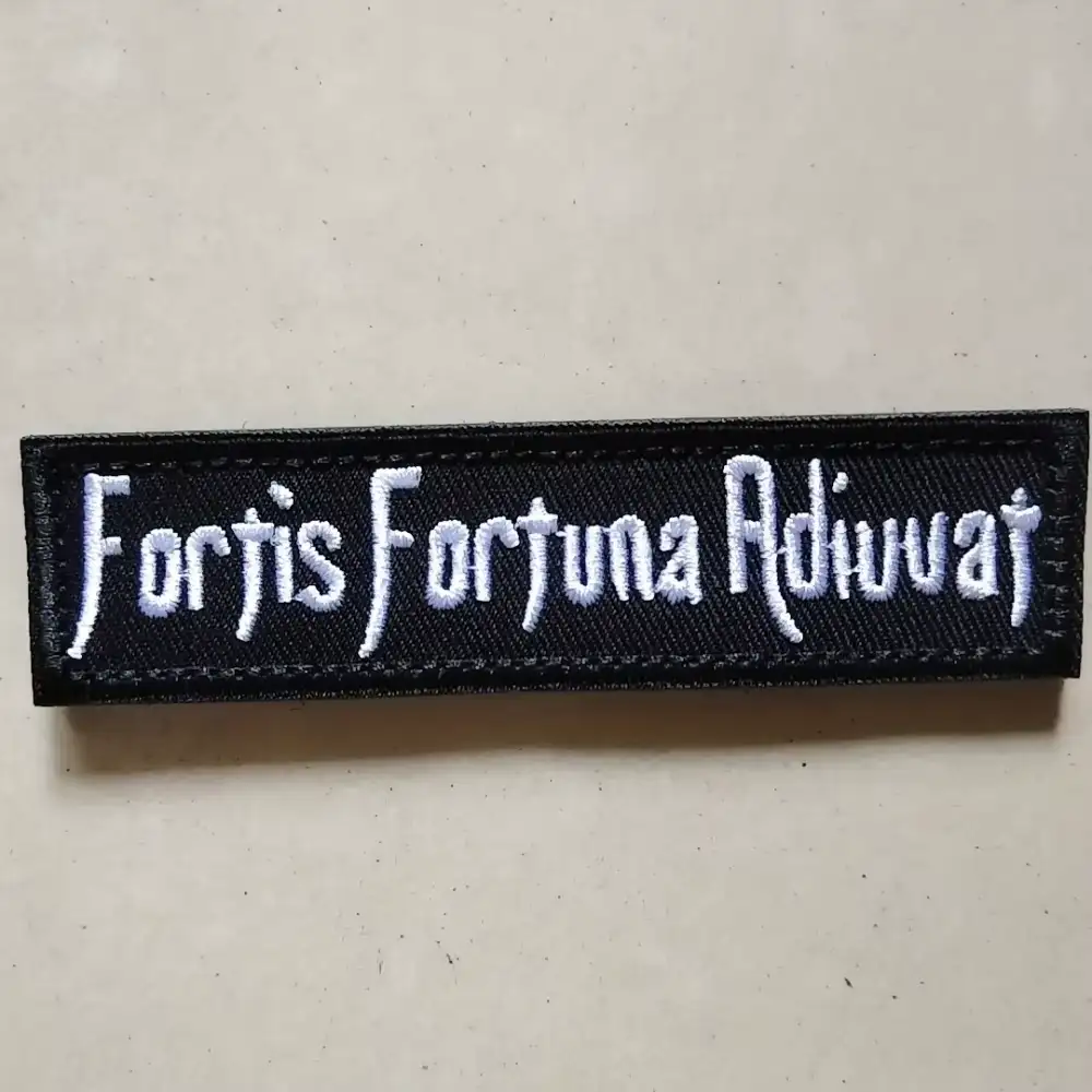 Fortune Favors the Brave Latin Embroidered Velcro Patch
