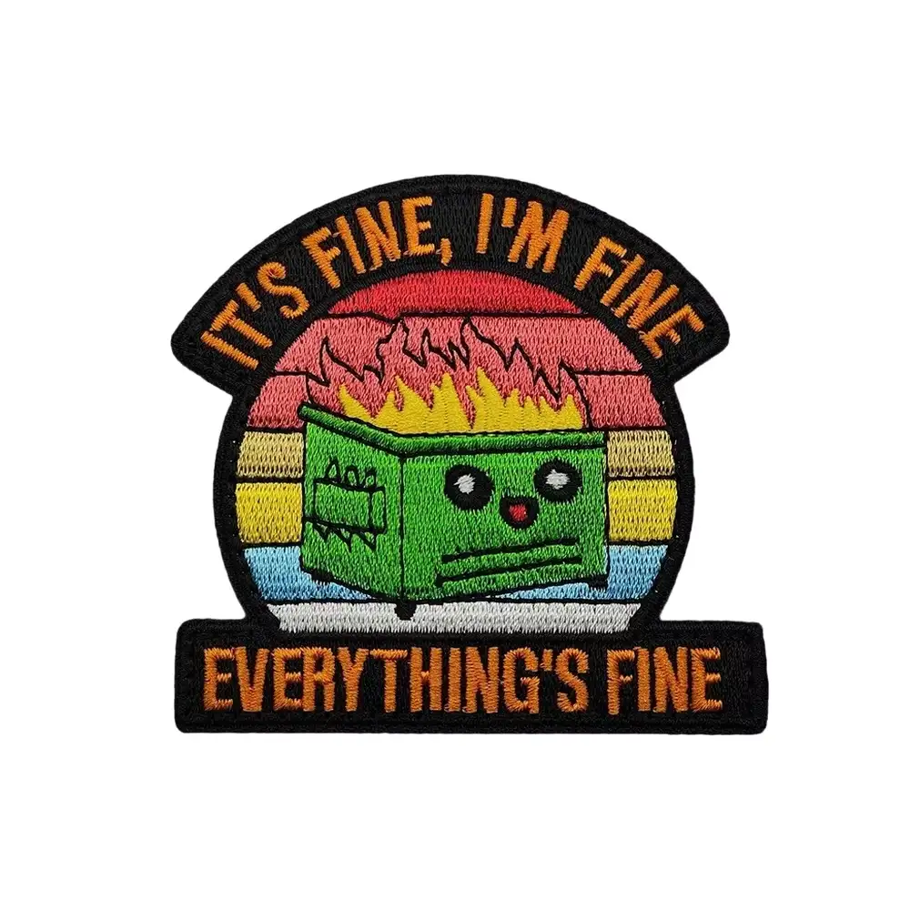 I'M FINE Fun Embroidered Hook-and-Loop Patch