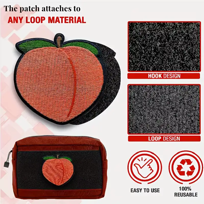 Cartoon Peach Embroidered Velcro Patch