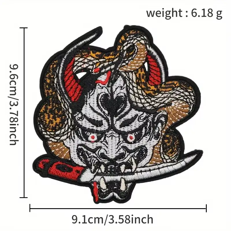 日本般若鬼面刺繡布貼 熨燙縫製兩用