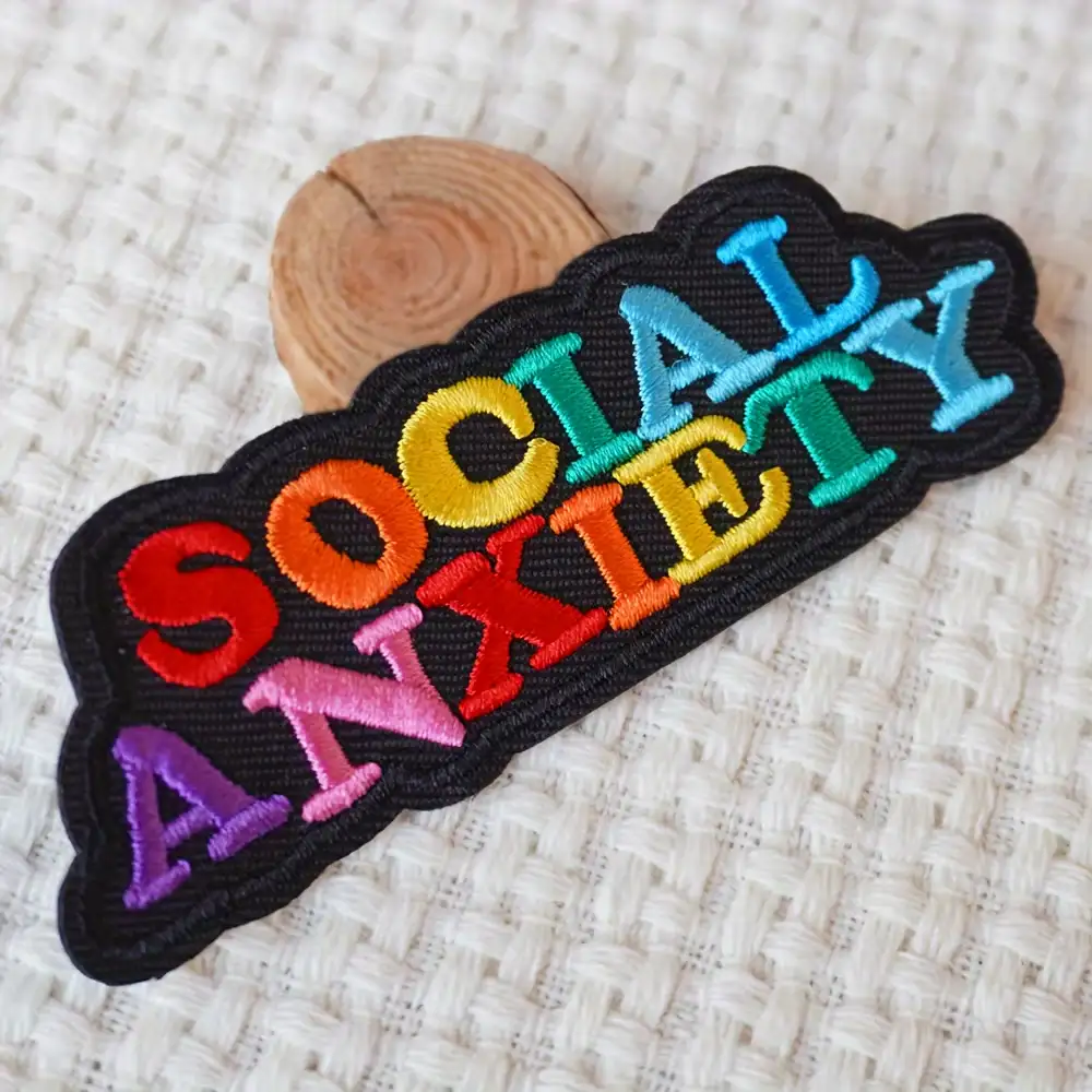 Rainbow-Colored Social Anxiety Novelty Embroidered Patch