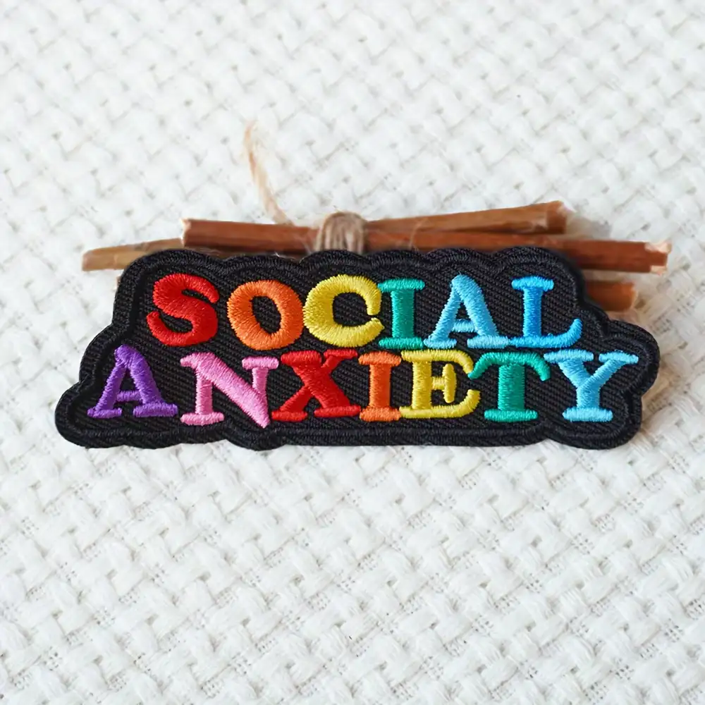Rainbow-Colored Social Anxiety Novelty Embroidered Patch