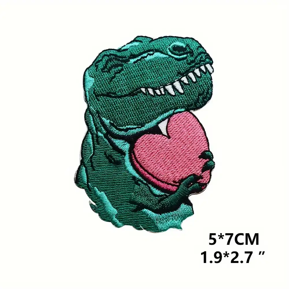 T-Rex Heart Embroidered Iron-On Patch