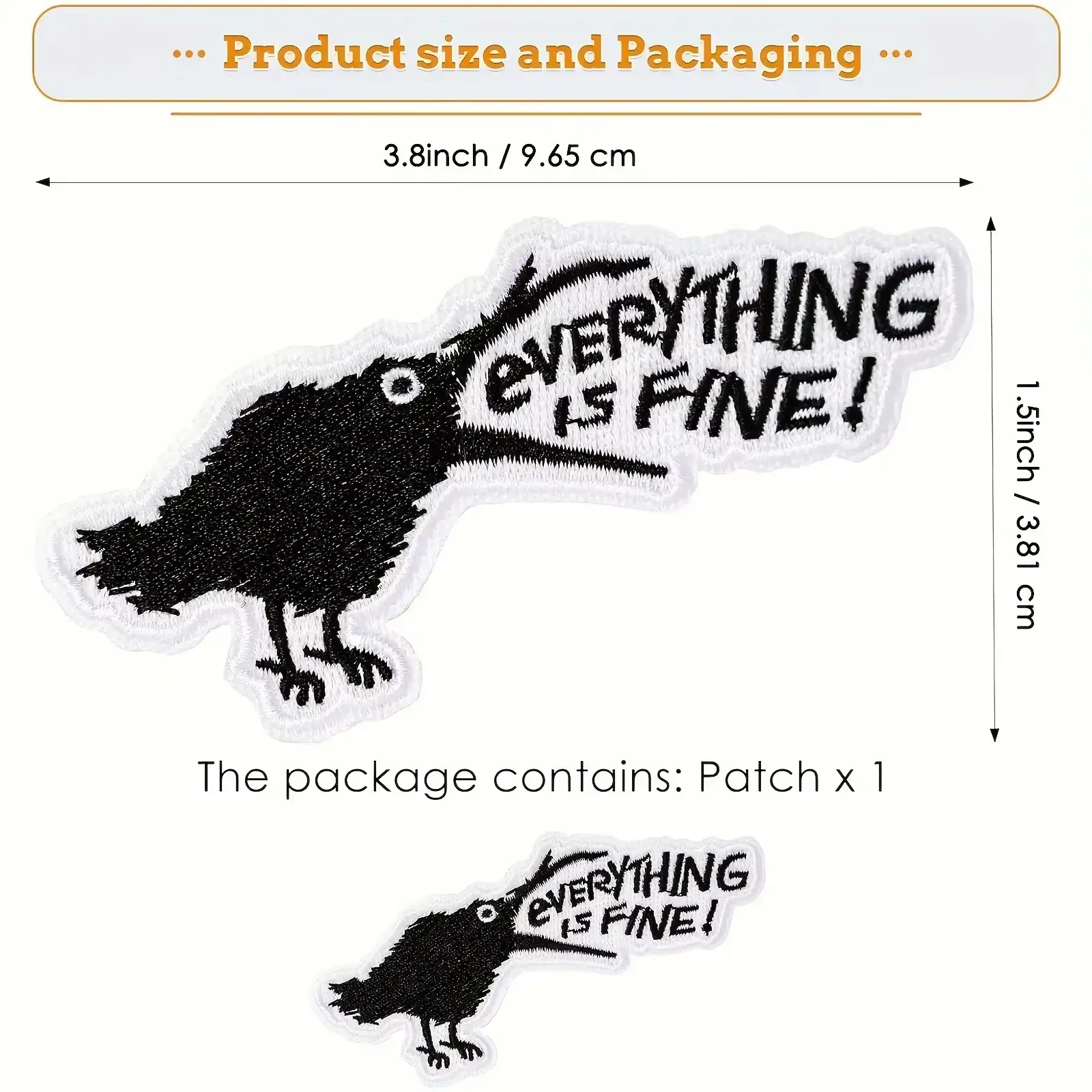 All Is Well Crow Fun Iron-On Patch