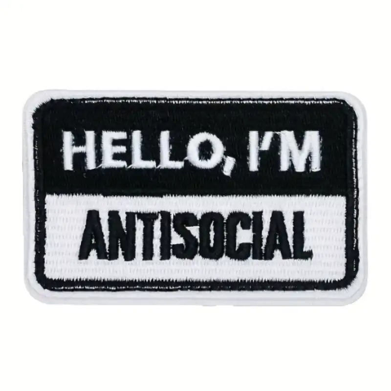 Anti-Social Novelty Embroidered Velcro Patch