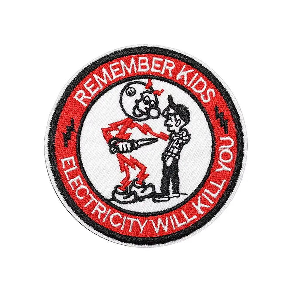 Embroidered Electrical Warning Velcro Patch