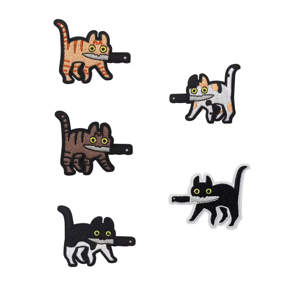 Cat Assassin Novelty Embroidered Velcro Badge