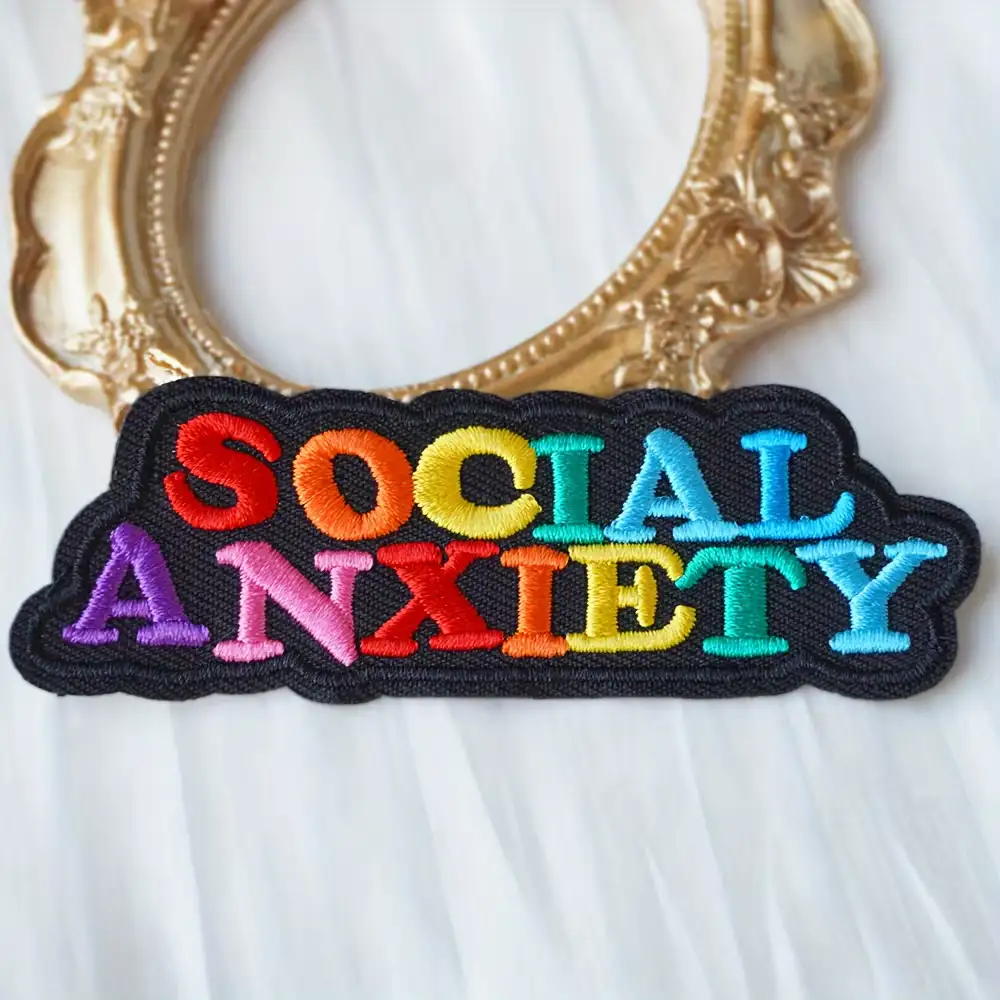 Rainbow-Colored Social Anxiety Novelty Embroidered Patch