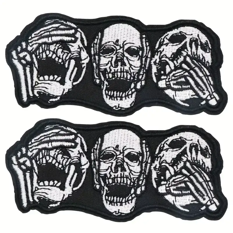Skull Embroidered Fabric Patches (Set of 2)