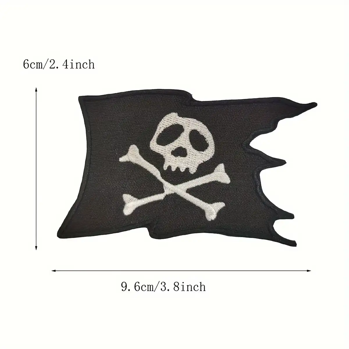 White Skull Pirate Flag Embroidered Iron-On Patch
