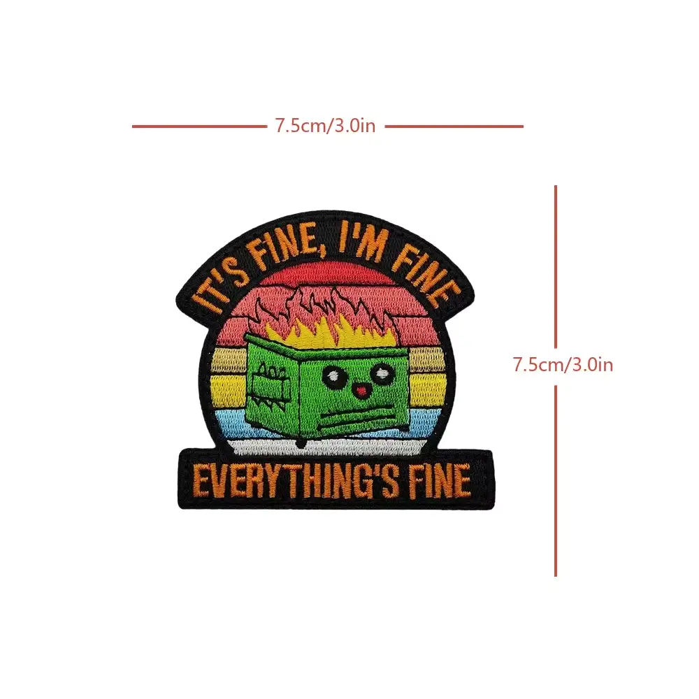 I'M FINE趣味刺繡魔術貼章