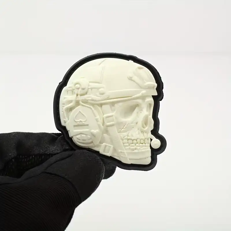 3D Glow-in-the-Dark Skull Soft PVC Velcro Patch Badge