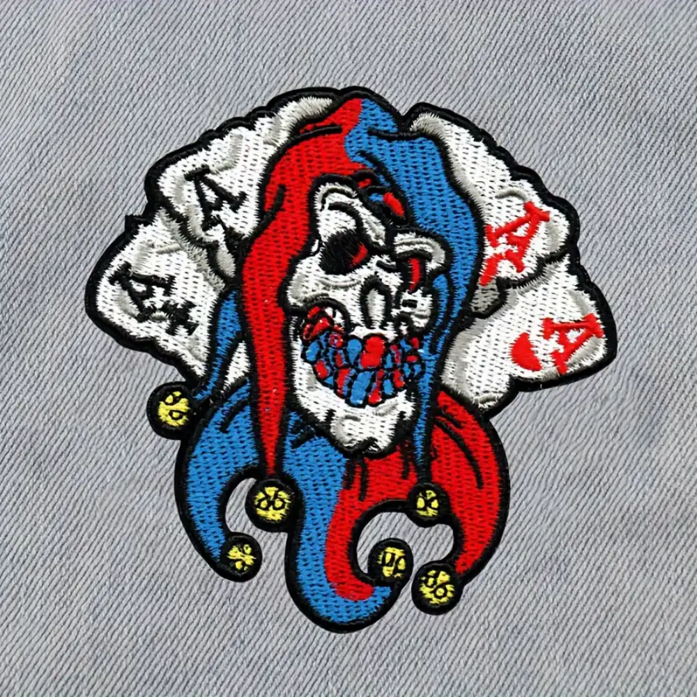 Skull and Playing Card Pattern Iron-On/Sew-On Fashion Patch
