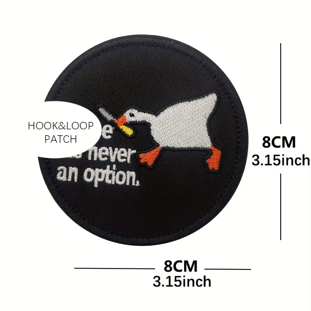 Peace Was Never an Option - Knife-Wielding White Goose Embroidered Velcro Patch