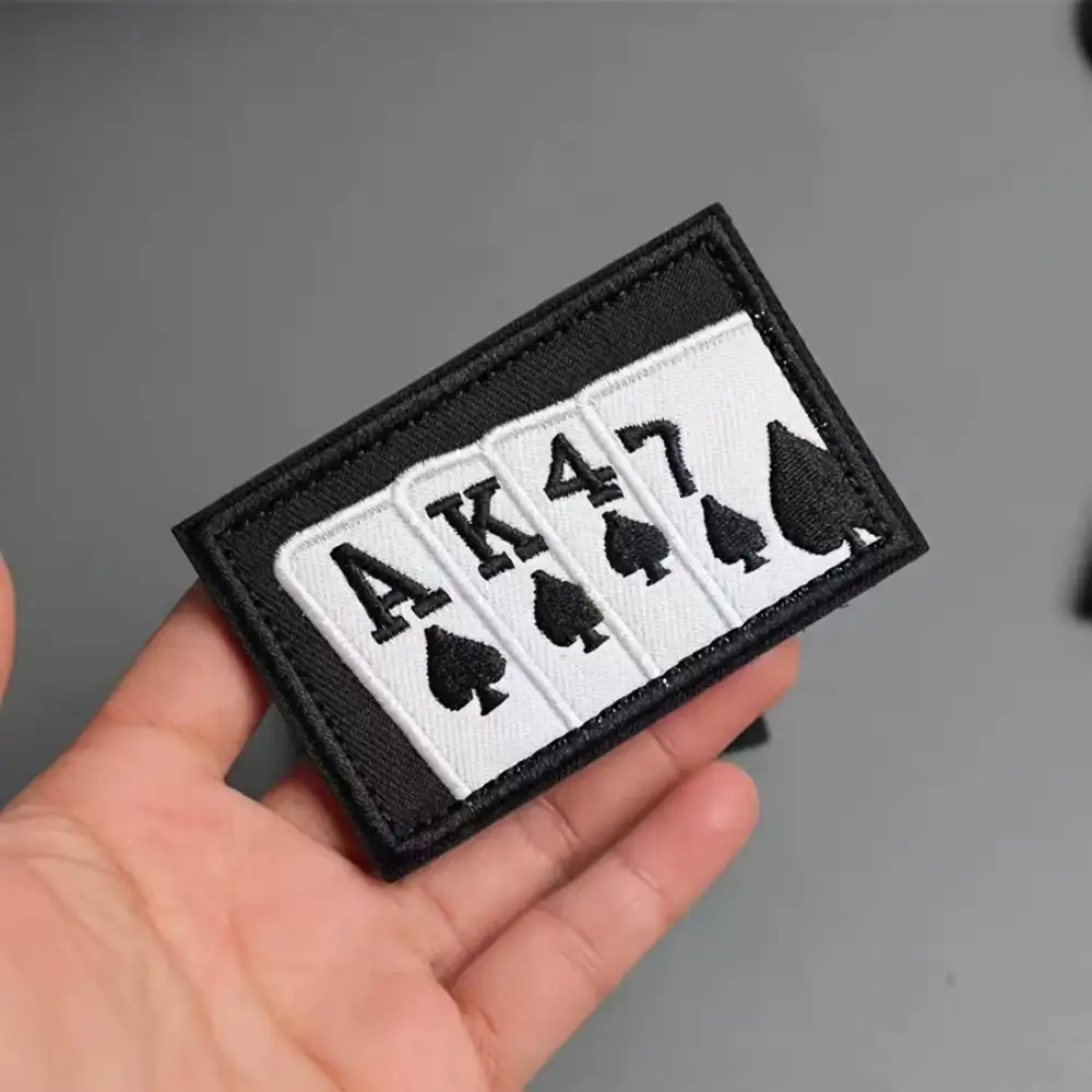 AK47 Poker Novelty Embroidered Velcro Patch