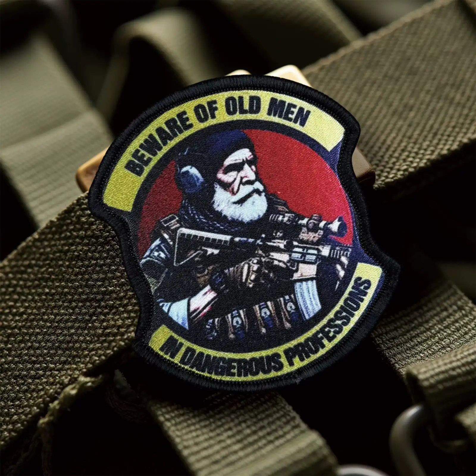 Beware of Old Men embroidered Velcro patch