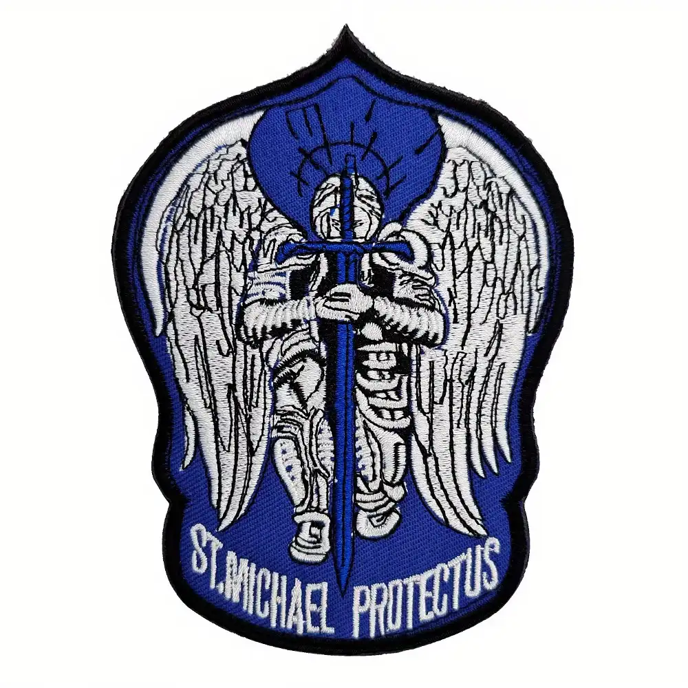 聖米迦勒守護主題刺繡魔術貼徽章