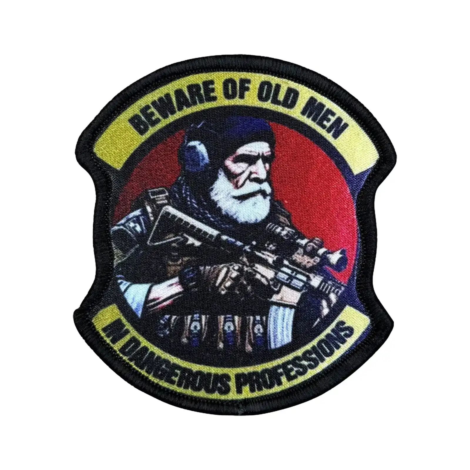 Beware of Old Men embroidered Velcro patch