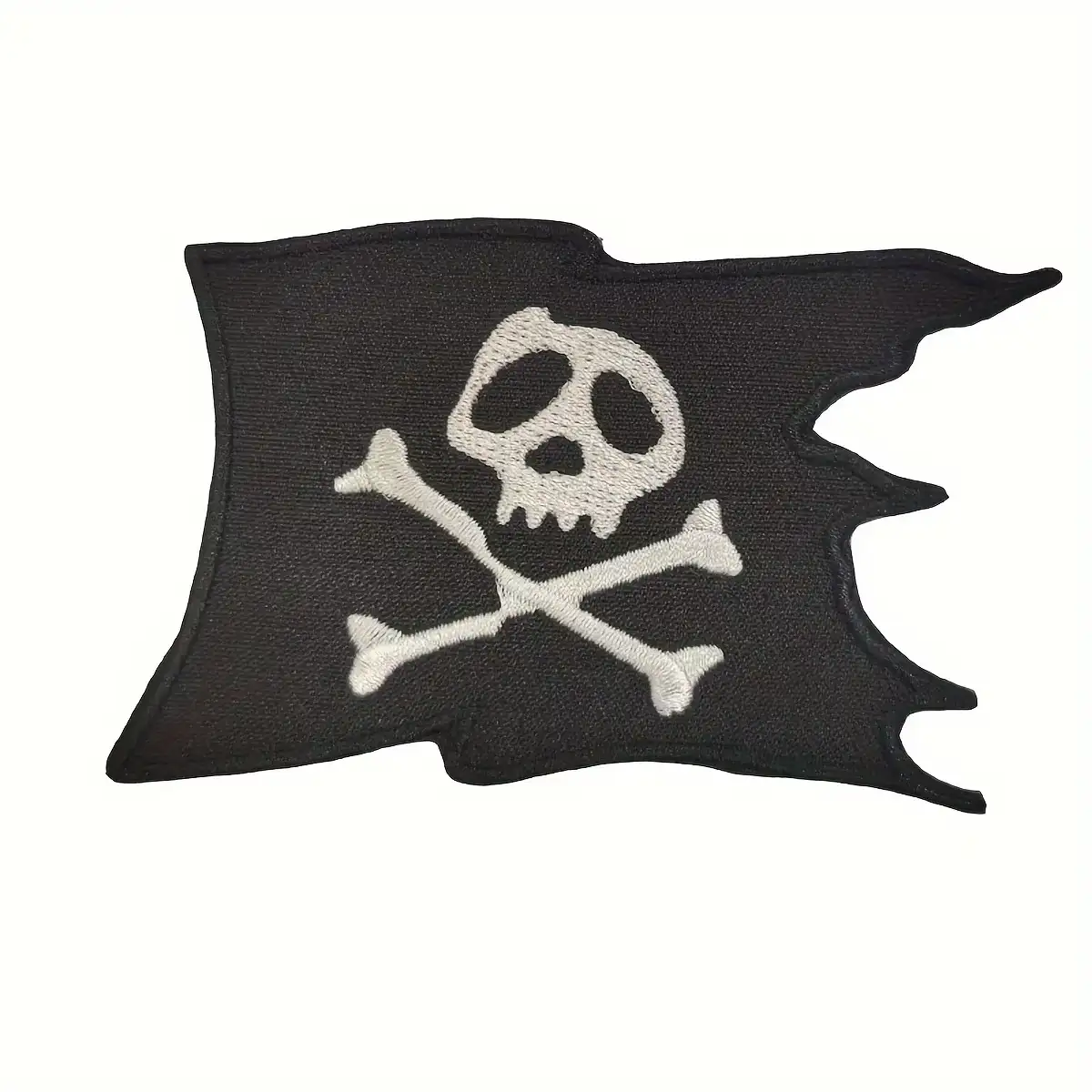 White Skull Pirate Flag Embroidered Iron-On Patch