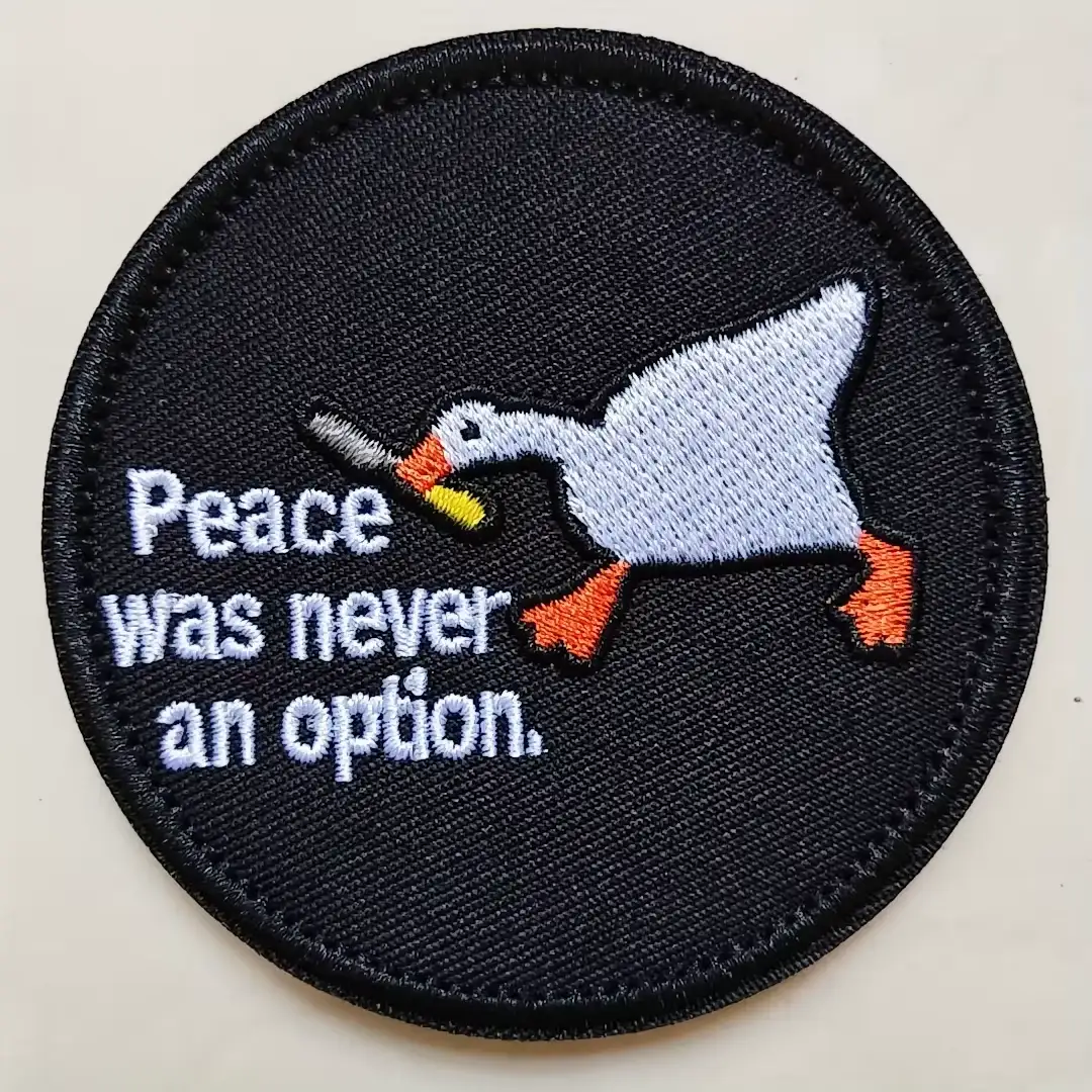 Peace Was Never an Option - Knife-Wielding White Goose Embroidered Velcro Patch