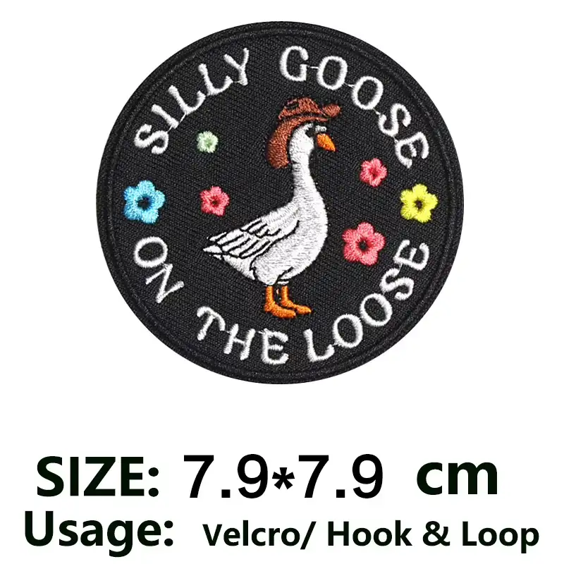 Fun Silly Goose Embroidered Velcro Patch