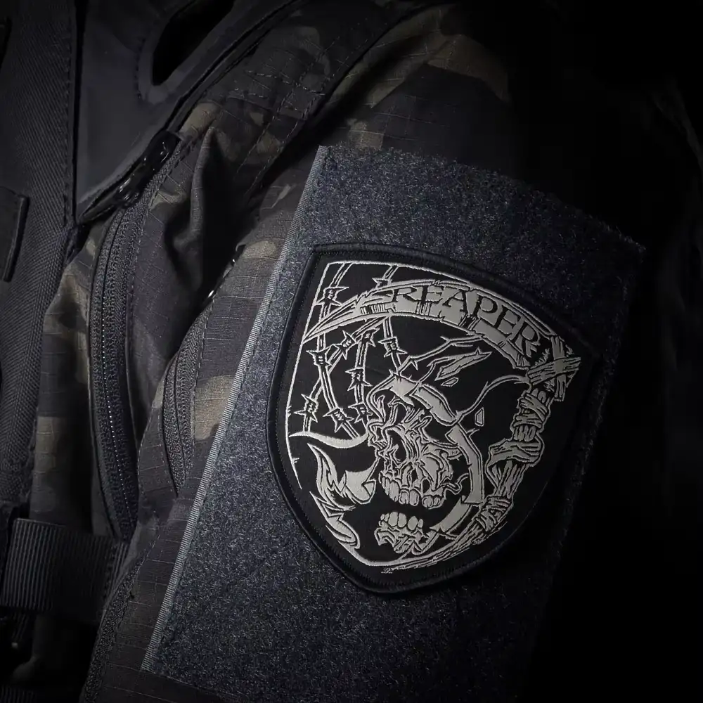 Embroidered Grim Reaper Skull Tactical Velcro Patch