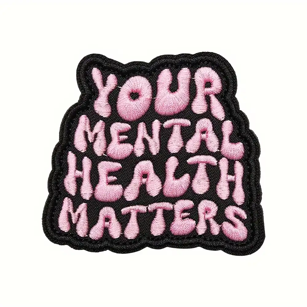 "Mental Health Is Important" Pink Embroidered Velcro Patch
