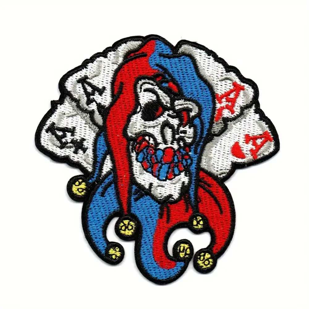 Skull and Playing Card Pattern Iron-On/Sew-On Fashion Patch