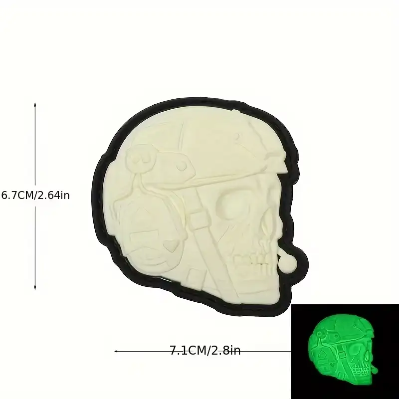 3D Glow-in-the-Dark Skull Soft PVC Velcro Patch Badge