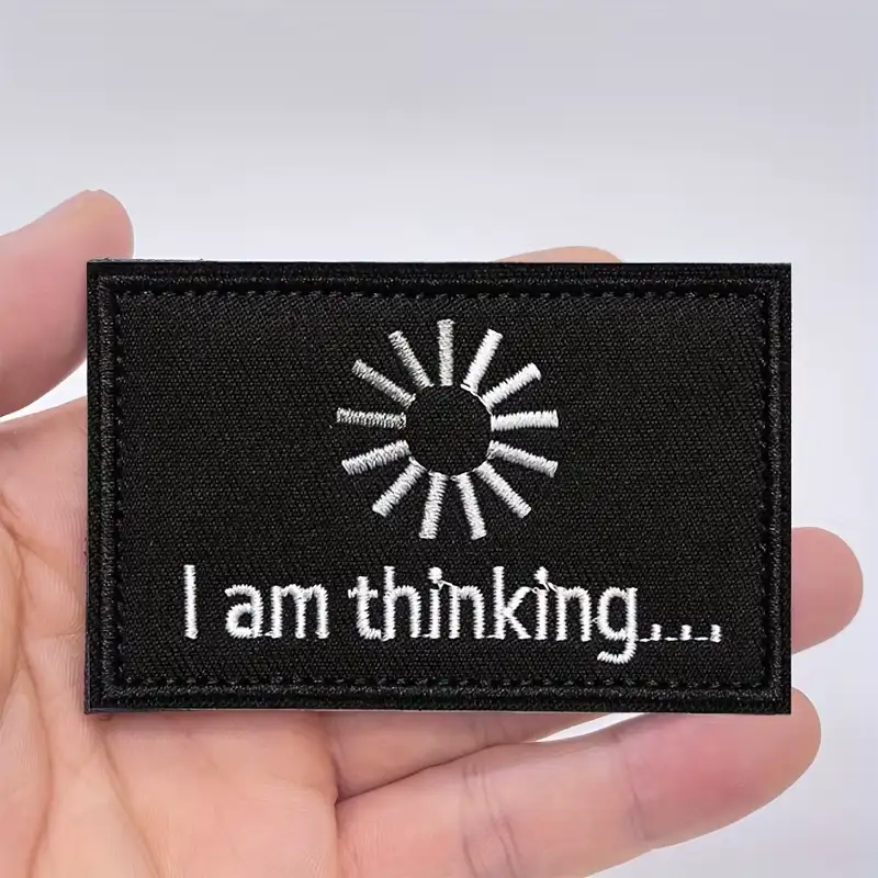 Black 'I'm thinking' embroidered Velcro patch